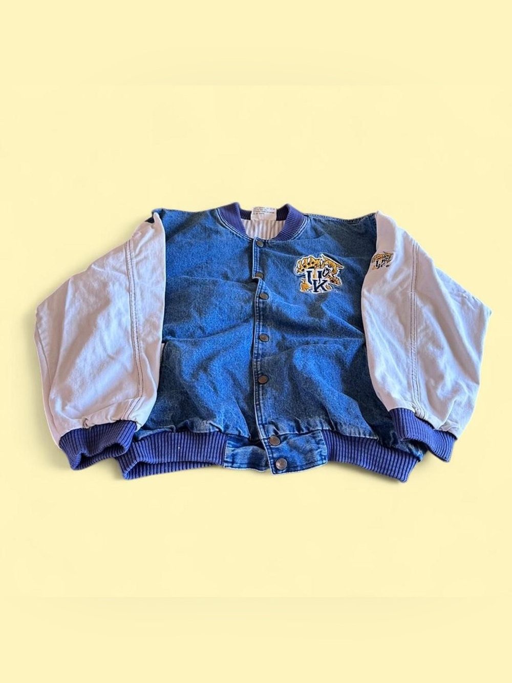 Vintage Kentucky Wildcats Denim Varsity Jacket Blue White Men’s XL - Picture 1 of 8